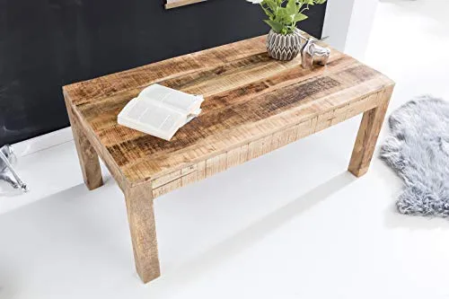 FineBuy Table Basse Bois Massif Mangue Table de Salon 110 x 47 x 60 cm | Table d'appoint Style Maison de Campagne | Meubles en Bois Naturel | Table en Bois Massif Meubles en Bois Massif