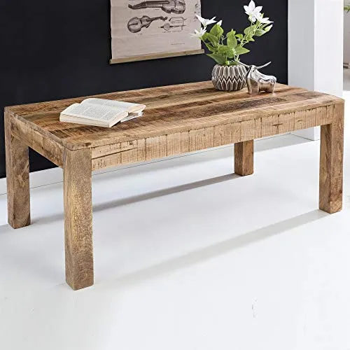 FineBuy Table Basse Bois Massif Mangue Table de Salon 110 x 47 x 60 cm | Table d'appoint Style Maison de Campagne | Meubles en Bois Naturel | Table en Bois Massif Meubles en Bois Massif