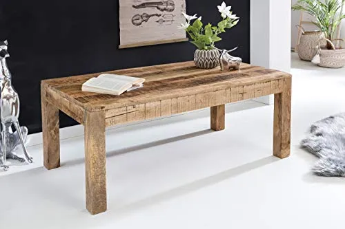 FineBuy Table Basse Bois Massif Mangue Table de Salon 110 x 47 x 60 cm | Table d'appoint Style Maison de Campagne | Meubles en Bois Naturel | Table en Bois Massif Meubles en Bois Massif