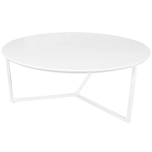 FineBuy Table Basse ø 80 cm Rond pour Salon | Mat laqué | Couleur Blanc | Design Moderne