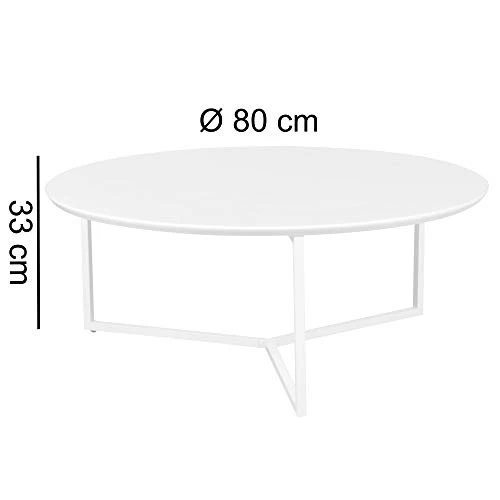 FineBuy Table Basse ø 80 cm Rond pour Salon | Mat laqué | Couleur Blanc | Design Moderne