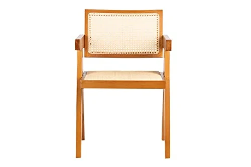 Adda Home Chaise, Bois d'orme/rotin, Marron, 56X61X84 CM