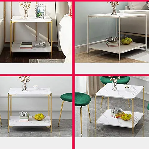 Table D'Appoint CarréE, Blanc Et Jaune, 40cm * 40cm * 42cm, Bureau D'Ordinateur/Table Basse/Bureau
