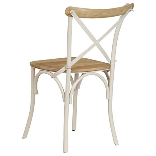 vidaXL Chaises à Dossier croisé Lot de 2 Blanc Bois de manguier Solide