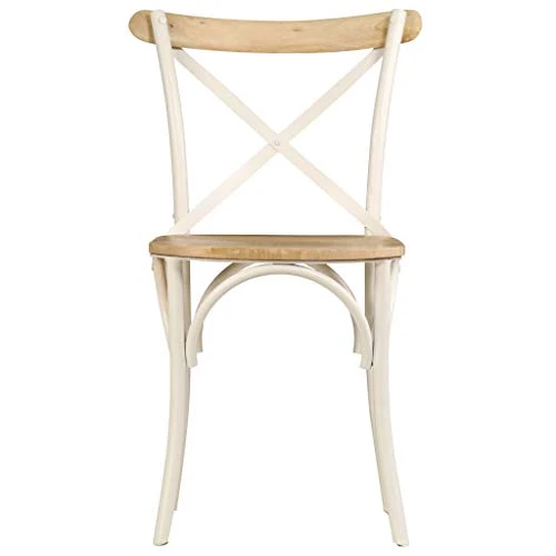vidaXL Chaises à Dossier croisé Lot de 2 Blanc Bois de manguier Solide