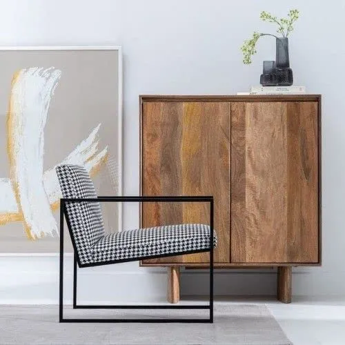 DENZZO - Fauteuil Noir 73cm Pied DE Poule