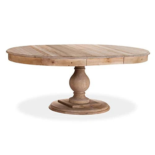 INTENSE DECO Table Ronde Extensible en Bois Massif Héloïse Bois Naturel et Pied Naturel