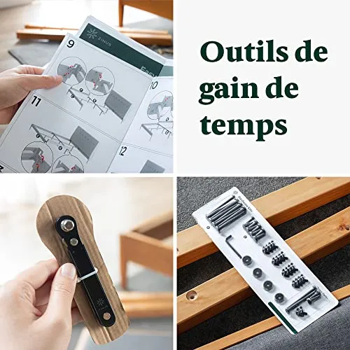 ZINUS 30 cm Mory Sommier plateforme en bois et en métal avec tête de lit en deux parties | Support à lattes en bois | Facile à monter | 180 x 200 cm | Marron
