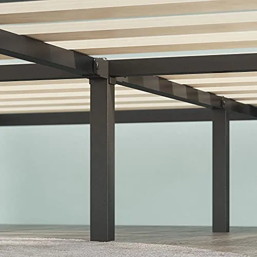 ZINUS 30 cm Mory Sommier plateforme en bois et en métal avec tête de lit en deux parties | Support à lattes en bois | Facile à monter | 180 x 200 cm | Marron