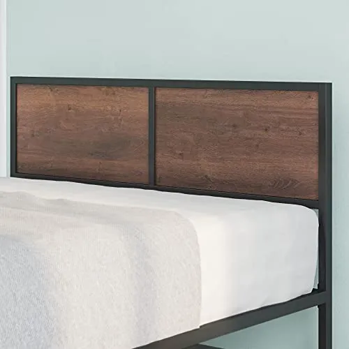 ZINUS 30 cm Mory Sommier plateforme en bois et en métal avec tête de lit en deux parties | Support à lattes en bois | Facile à monter | 180 x 200 cm | Marron
