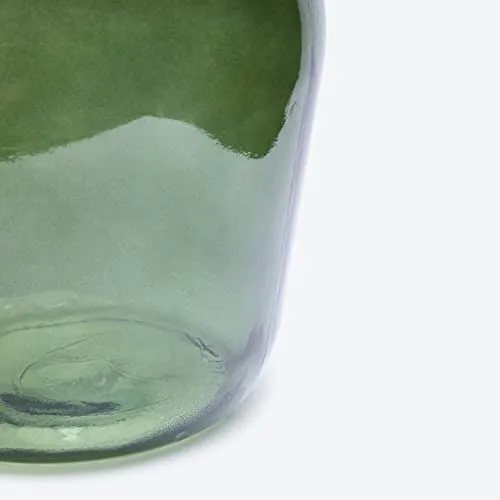 Vase Dame Jeanne 4L en Verre Lisse Couleur Vert Olive - Bouteille ou Carafe en Verre de Style Méditerranéen pour la Décoration de la Maison ou du Jardin comme Vase