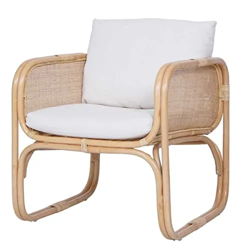 Casa Moro Fauteuil en rotin BIMA avec 2 coussins - Extra large - En rotin naturel - Qualité - Style bohème chic - Fauteuil rétro - Pour jardin, terrasse, salle à manger - CF2221