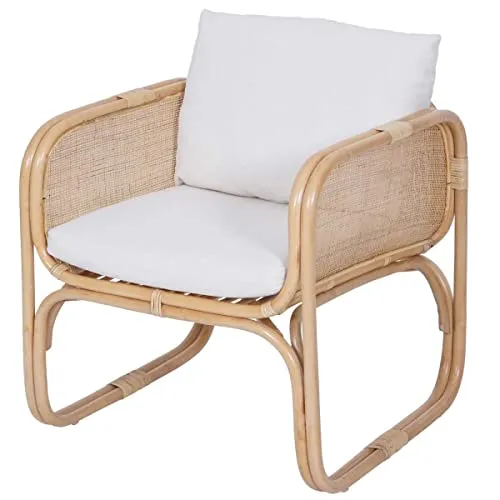 Casa Moro Fauteuil en rotin BIMA avec 2 coussins - Extra large - En rotin naturel - Qualité - Style bohème chic - Fauteuil rétro - Pour jardin, terrasse, salle à manger - CF2221
