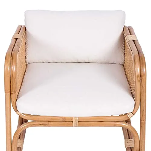 Casa Moro Fauteuil en rotin BIMA avec 2 coussins - Extra large - En rotin naturel - Qualité - Style bohème chic - Fauteuil rétro - Pour jardin, terrasse, salle à manger - CF2221