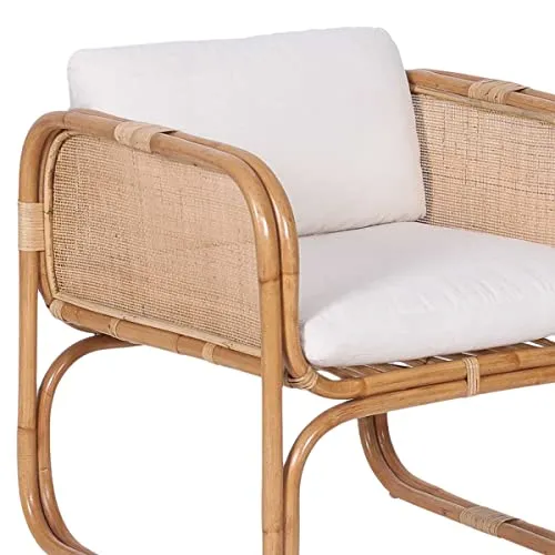 Casa Moro Fauteuil en rotin BIMA avec 2 coussins - Extra large - En rotin naturel - Qualité - Style bohème chic - Fauteuil rétro - Pour jardin, terrasse, salle à manger - CF2221