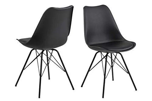 AC Design Furniture Emanuel Dining Chair, Polyester, Noir, L : 54 x l : 48,5 x H : 85,5 cm
