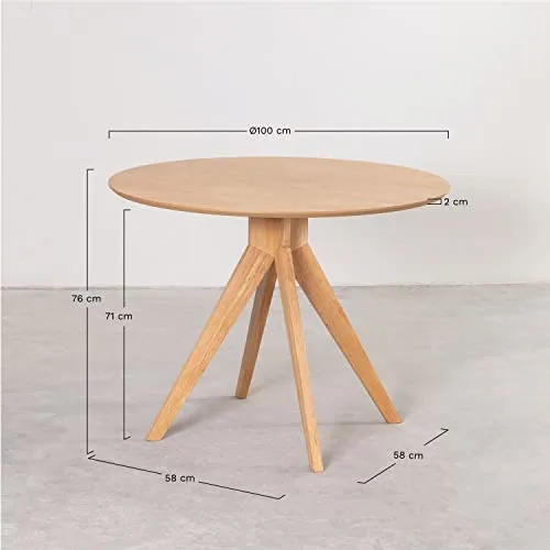 SKLUM Table à Manger Ronde en Bois (Ø100 cm) Sekiz Bois Naturel