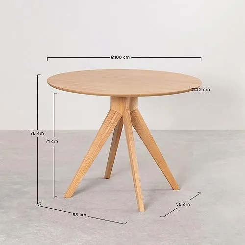 SKLUM Table à Manger Ronde en Bois (Ø100 cm) Sekiz Bois Naturel