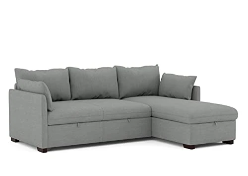 BUDWING Orlando Canapé Convertible d'angle Lit Chaise Longue Coffre Réversible Droite et Gauche Gris