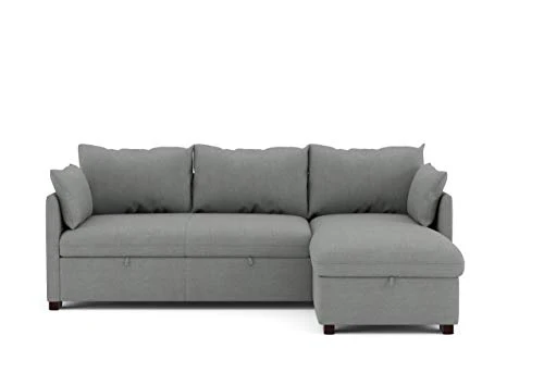 BUDWING Orlando Canapé Convertible d'angle Lit Chaise Longue Coffre Réversible Droite et Gauche Gris