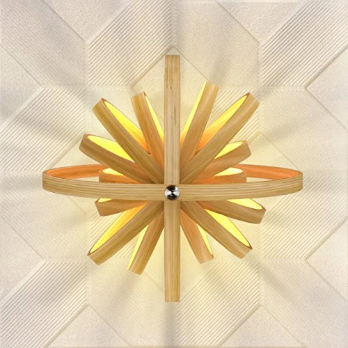 Tomons Lampe de Plafond LED en Bois Plafonnier Lustre du Style Moderne Vintage en Forme de Sphère Bandes de bois Ajustable pour Restaurants, Chambre, Salon, Salle de Bain, Café-bar, Cuisine - PL1004