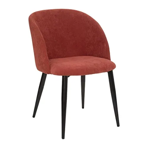 Chaise Celeste - Velours côtelé - Pieds en métal - Rose Terracotta - Atmosphera créateur d'intérieur
