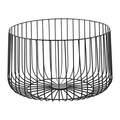 [en.casa] Lot de 2 Tables Basses Design Tables de Salon de Tailles Différentes Paniers à Plateaux Amovibles Métal MDF Noir Chêne Clair
