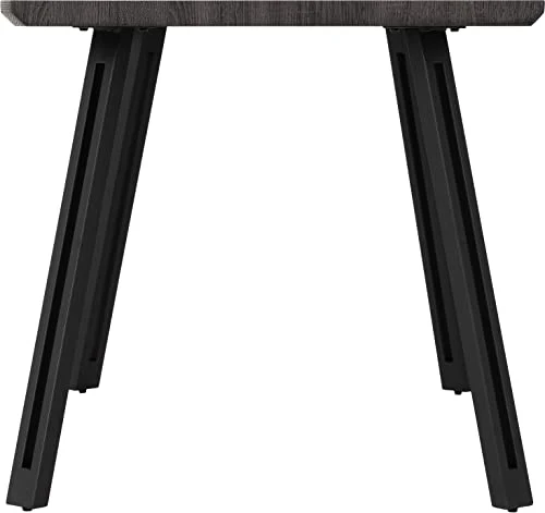 Seconique Table de Salle à Manger Quebec avec Bord ondulé d'ingénierie, Grain de Bois Noir/Noir, W 1400mm x D 800mm x H 760mm