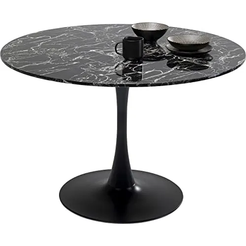 Kare Table Veneto Marbre Noir Ø110cm Consoles, Métal, 73x110x110cm