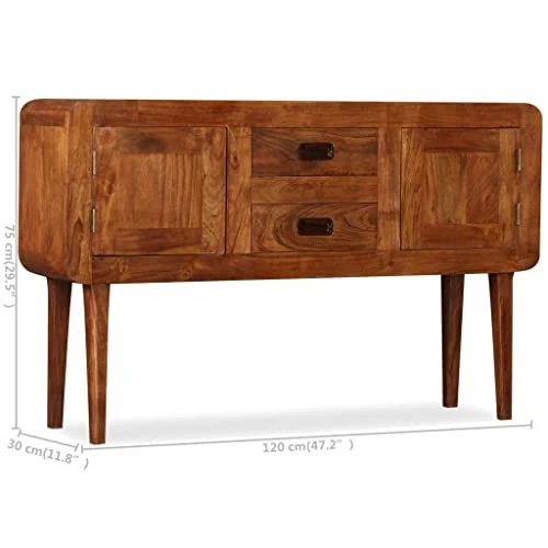 vidaXL Buffet avec Finition en Bois de Sesham Armoire Latérale Meuble de Rangement avec 2 Placards et 2 Tiroirs Intérieur 120x30x75 cm Bois Massif