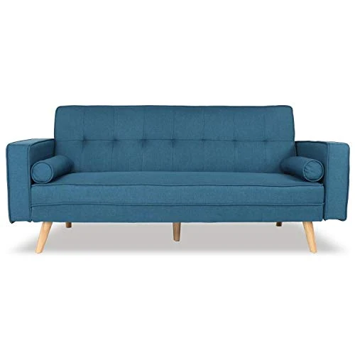INTENSE DECO Canapé Convertible scandinave Tao Tissu Bleu Canard
