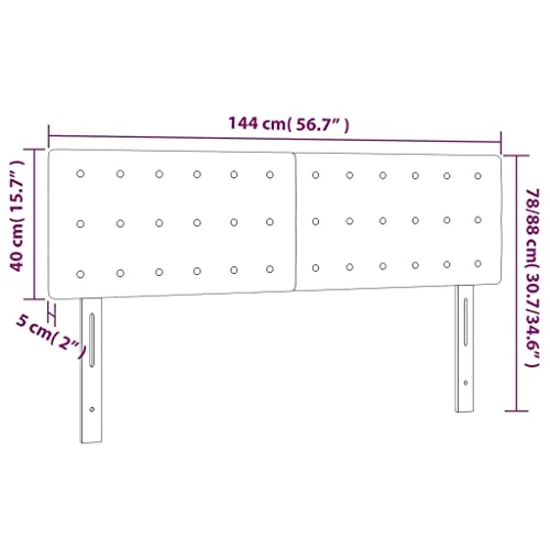 vidaXL Tête de Lit à LED Meuble de Chambre à Coucher Accessoire de Lit Double Tête de Cadre de Lit Intérieur Vert Foncé 144x5x78/88 cm Velours