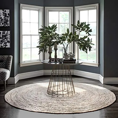 nuLOOM Tapis de sol Collection Rigo, en toile de Jute, tissé à la Main, style campagne, 180 cm, Rond