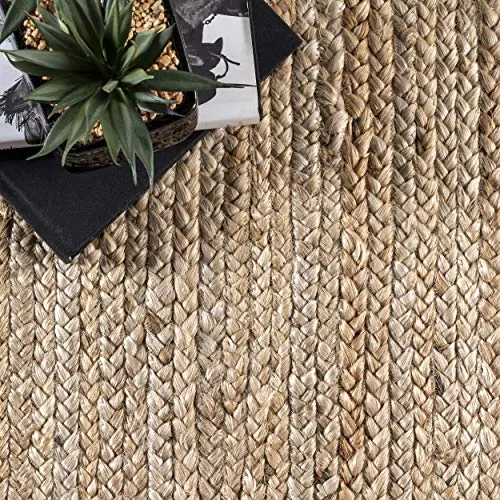 nuLOOM Tapis de sol Collection Rigo, en toile de Jute, tissé à la Main, style campagne, 180 cm, Rond
