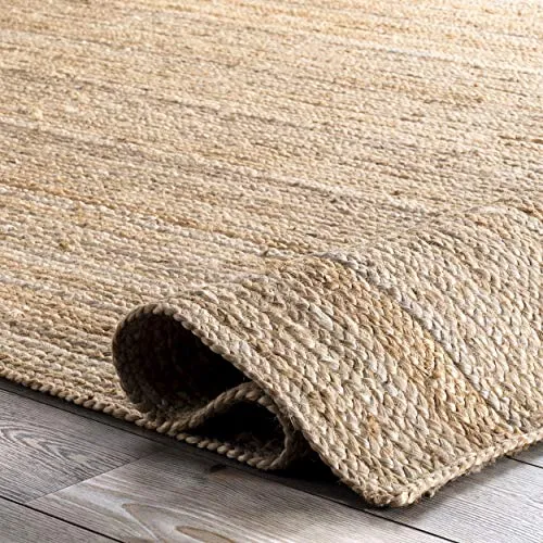 nuLOOM Tapis de sol Collection Rigo, en toile de Jute, tissé à la Main, style campagne, 180 cm, Rond