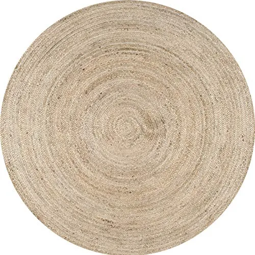 nuLOOM Tapis de sol Collection Rigo, en toile de Jute, tissé à la Main, style campagne, 180 cm, Rond