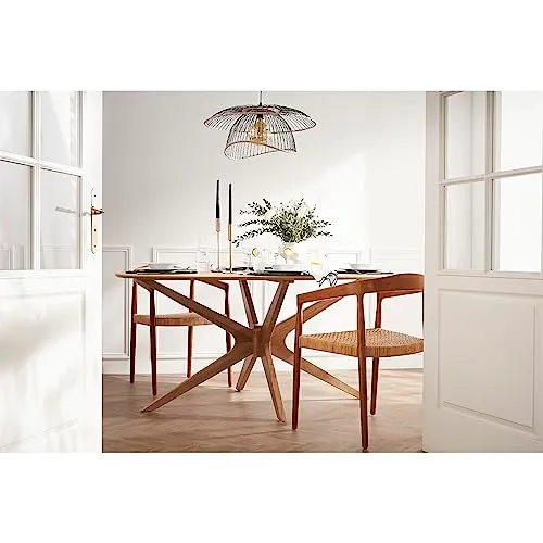 Miliboo Chaise Ethnique en Bois Teck Massif et cannage rotin NEGARA