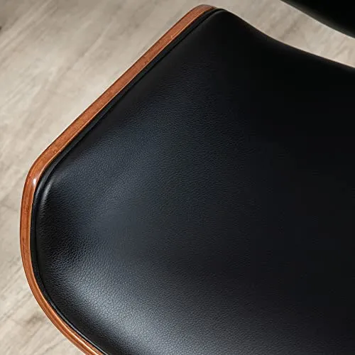 HOMCOM Lot de 2 chaises de Salle à Manger Style Vintage Assise revêtement synthétique Noir et Pieds en Bois