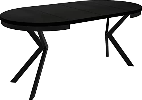 WFL GROUP Table à Manger Extensible Ronde - Table Style Loft avec Pieds en Métal - 90 à 170 cm - Table Carré Style Industriel pour Le Salon - Compacte - Noir - 100 cm