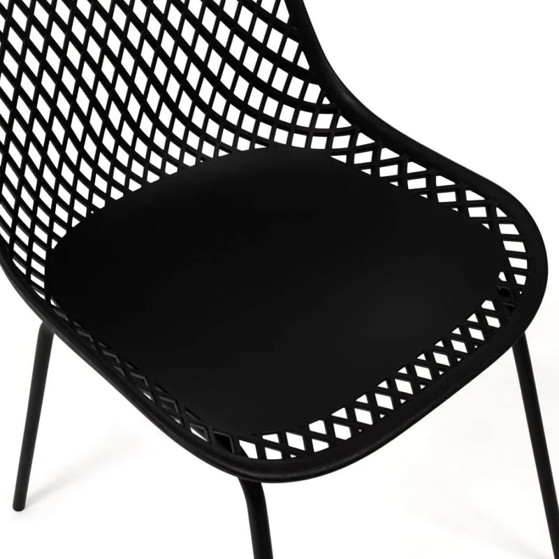 IDMarket - Lot de 4 chaises Maelys Noires Pied métal pour Salle à Manger