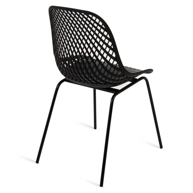 IDMarket - Lot de 4 chaises Maelys Noires Pied métal pour Salle à Manger