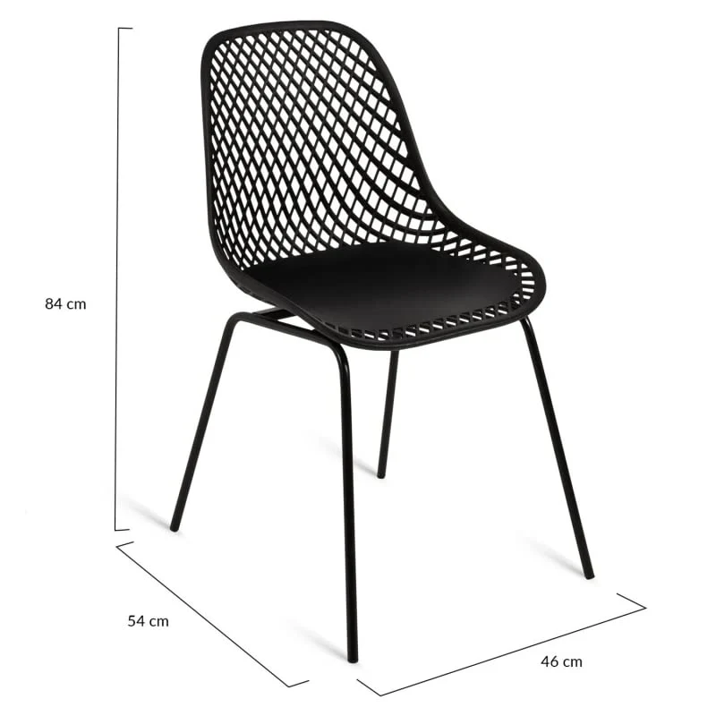 IDMarket - Lot de 4 chaises Maelys Noires Pied métal pour Salle à Manger