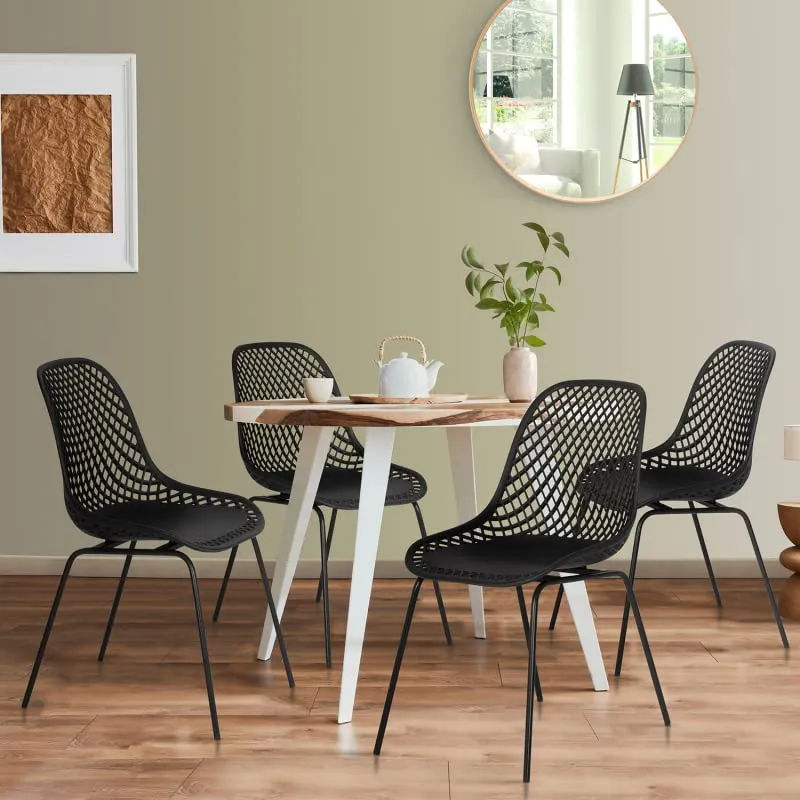 IDMarket - Lot de 4 chaises Maelys Noires Pied métal pour Salle à Manger