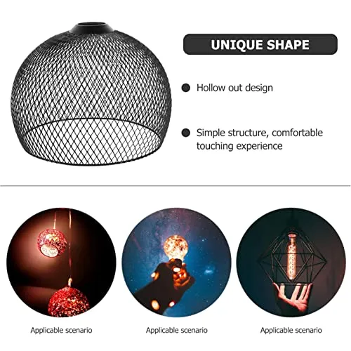 Zerodeko Abat-Jour De Suspension Noir Accessoires D'abat-Jour De Suspension Industrielle En Maille Rétro En Métal/Abat-Jour De Lumière De Couloir Adapté À La Prise E26 / E27light (3)