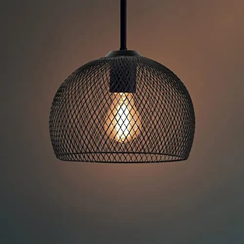 Zerodeko Abat-Jour De Suspension Noir Accessoires D'abat-Jour De Suspension Industrielle En Maille Rétro En Métal/Abat-Jour De Lumière De Couloir Adapté À La Prise E26 / E27light (3)