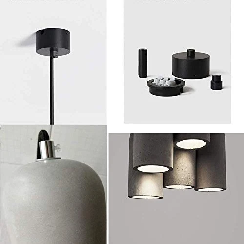 Mopoq 2 Pièces de béton industriel gris ciment suspendu E27 Vintage Retro Cuisine Salle à manger Chambre Lumière Pendentif ovale cylindrique en béton Suspension Hauteur ajustable Creative éclairage de