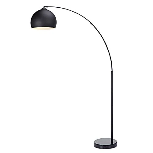 Lampadaire Arquer arc lampe de sol abat-jour noir pied marbre noir VN-L00013-EU