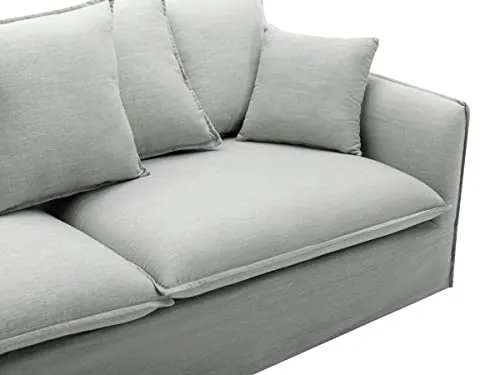Vente-unique - Canapé 3 Places en Tissu et Lin Gris SANKA