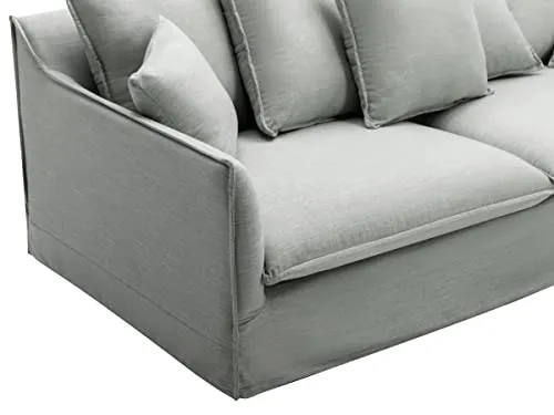 Vente-unique - Canapé 3 Places en Tissu et Lin Gris SANKA