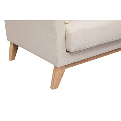Miliboo Canapé scandinave déhoussable 3 Places en Tissu Beige et Bois Clair Oslo